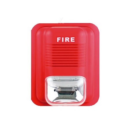 LUZ ESTROBOSCOPICA + SIRENA CONVENCIONAL PARA INCENDIO CON MONTURA DE PARED | DC10 - 30V  200mA