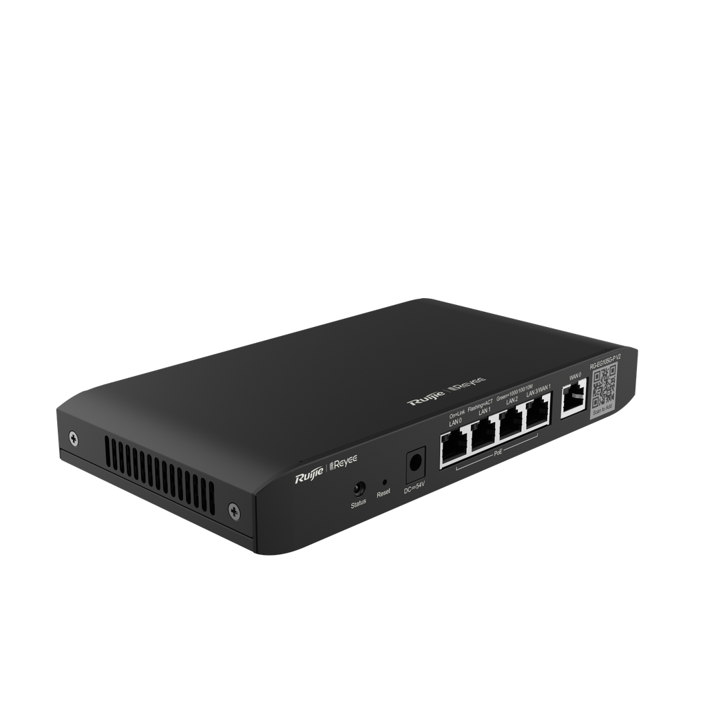 GATEWAY ROUTER RUIJIE 5 PUERTOS GIGABIT CLOUD MANAGED, 4 POE/POE+POTENCIA TOTAL 54W, SOPORTA HASTA 2 WAN 80 USUARIOS  ANCHO DE BANDA 500MBPS