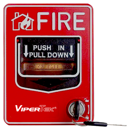 ESTACION MANUAL DE INCENDIO CON RESET POR LLAVE Y CONTACTO N.A. 9-28 VDC | VIPERTEK