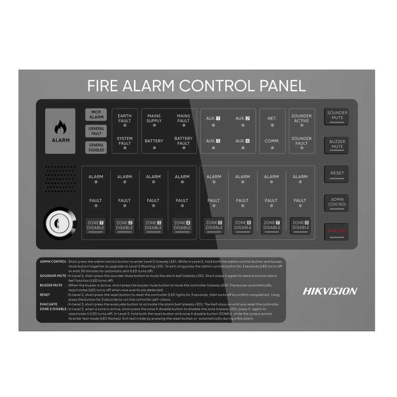 PANEL DE ALARMA CONTRA INCENDIO HIKVISION 8 ZONAS CONVENCIONAL