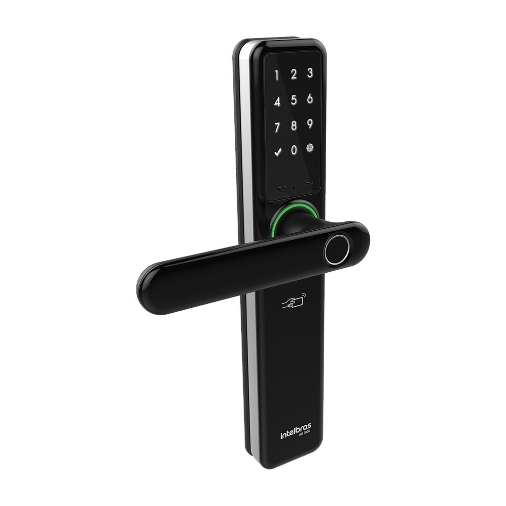 4670007 | CERRADURA SMART | CON MANIJA | SOPORTA 100 BIOMETRIAS | 9 CONTRASEÑAS | 100 TAGS | APP IZY SMART | Incluye: 2 LLAVES | INTELBRAS