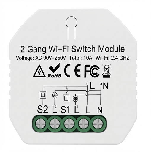 [VIP-SDM] Interruptor de luz inteligente con Wifi, módulo de Control remoto con aplicación Smart Life, 2 entradas y 2 vías