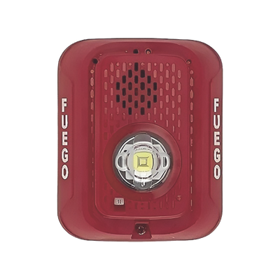 [SS-P2RLED-SP] LUZ ESTROBO CON SIRENA DE PARED 12/24 VOLT - ROJA EN ESPAÑOL