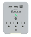 TOMACORRIENTE PROTECTOR TENSION 490J/1875W | 3 SALIDAS |  USB | 120V