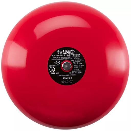[SN-SSM24-10] CAMPANA PARA ALARMA D/INCENDIO 10 IN, 24 VCD / 81 DB